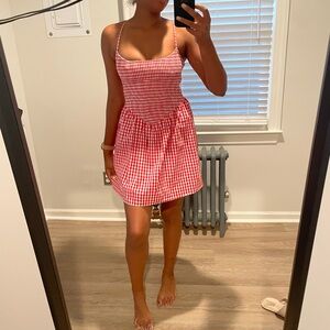Abercrombie & Fitch Red Checkered Mini Dress